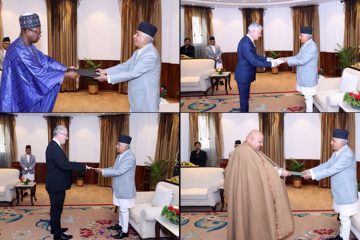 राष्ट्रपति पौडेल समक्ष चार देशका राजदूतद्वारा ओहोदाको प्रमाणपत्र पेश